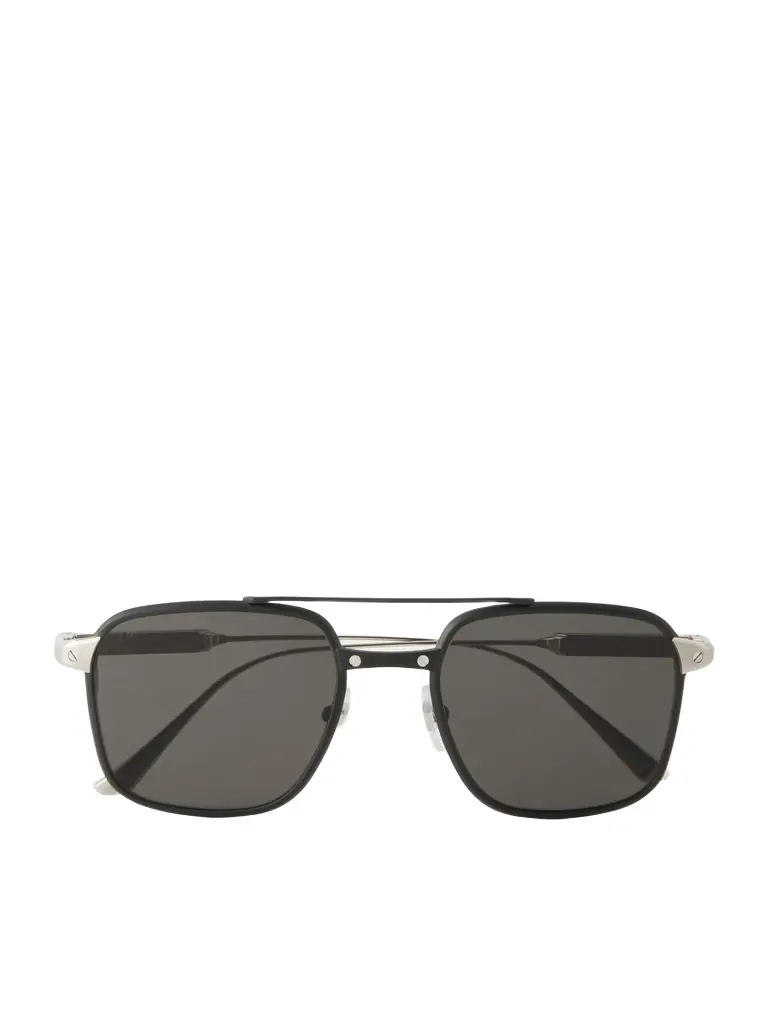 Cartier Eyewear Square-Frame Silver-Tone and Acetate Sunglasses - Men