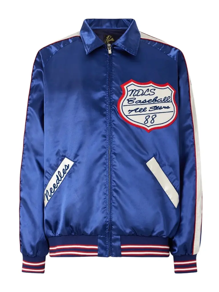 Needles Stadium Logo-Embroidered Appliquéd Satin Bomber Jacket - Men