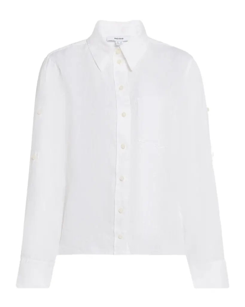 Reiss Leora Self-Tie Linen Blouse