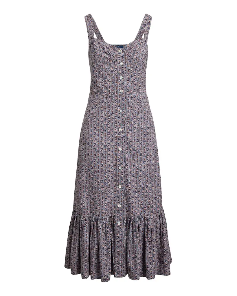 Polo Ralph Lauren Floral Cotton Buttoned Midi Dress