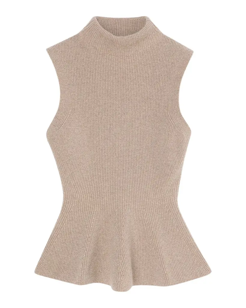 Rohe Sleeveless Wool-Cashmere Peplum Sweater