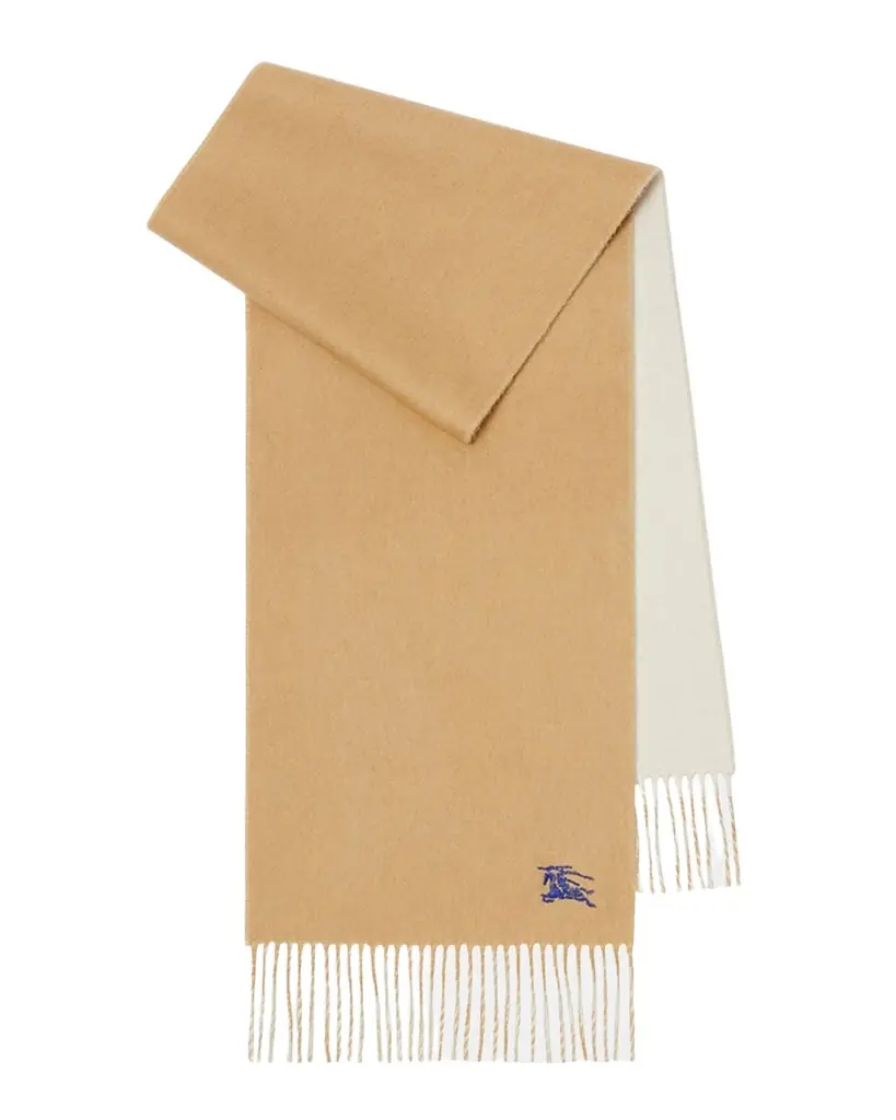Burberry Men 's Cashmere Double-Face EKD Embroidered Scarf