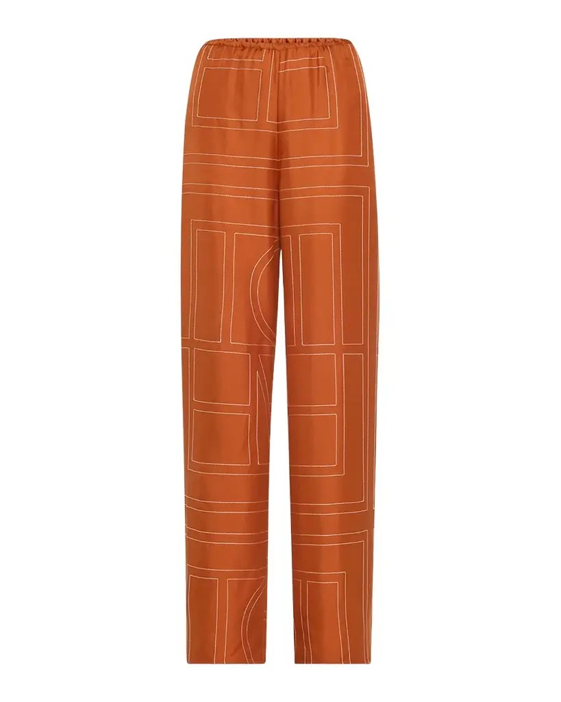 Toteme Monogram Silk Pajama Bottoms