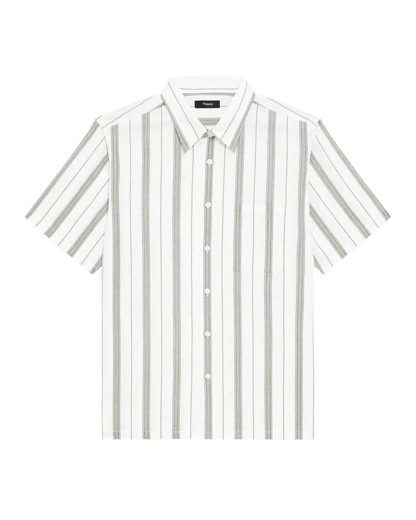 Theory Men 's Summer Dobby Stripe Short-Sleeve Shirt