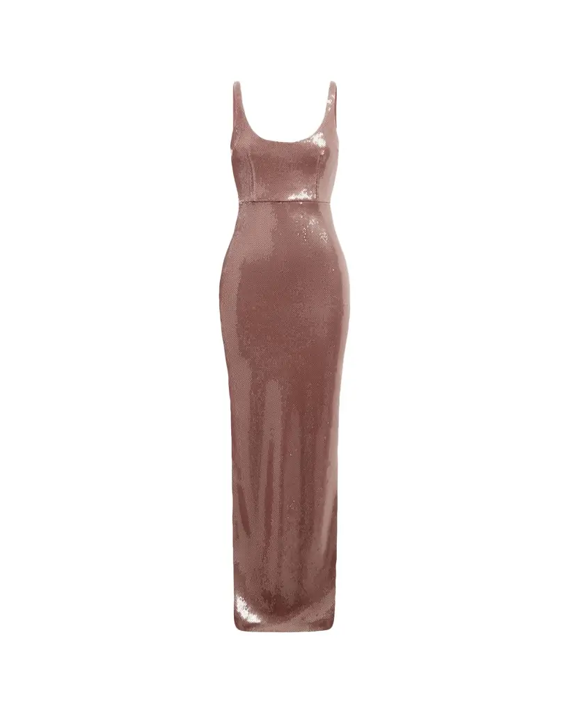 Alex Perry Sleeveless Sequined Column Singlet Gown