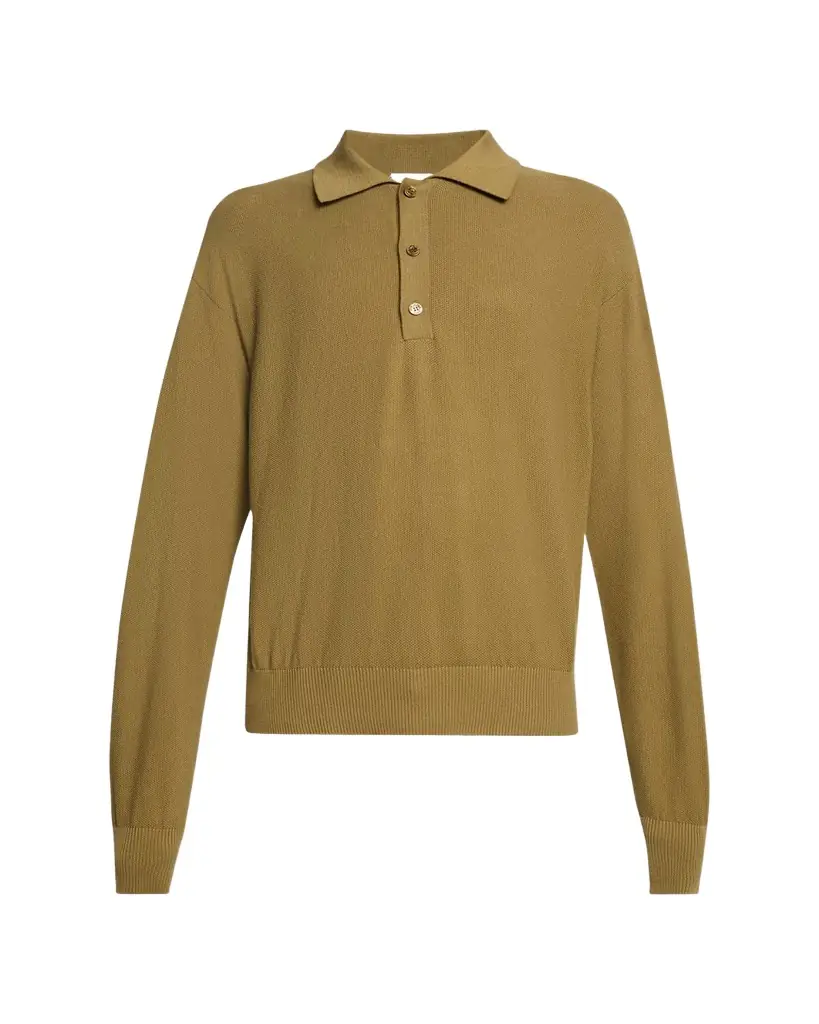 Saint Laurent Men's Cotton Knit Polo Sweater