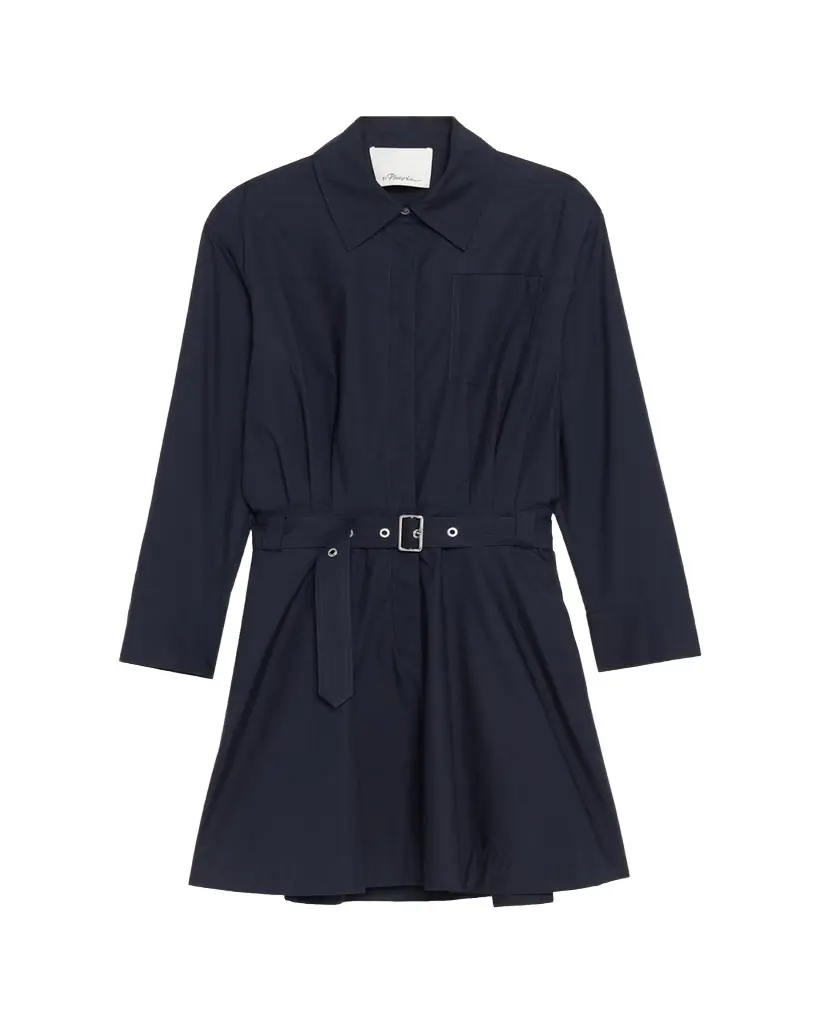 3.1 Phillip Lim Long-Sleeve Belted Cotton Mini Dress