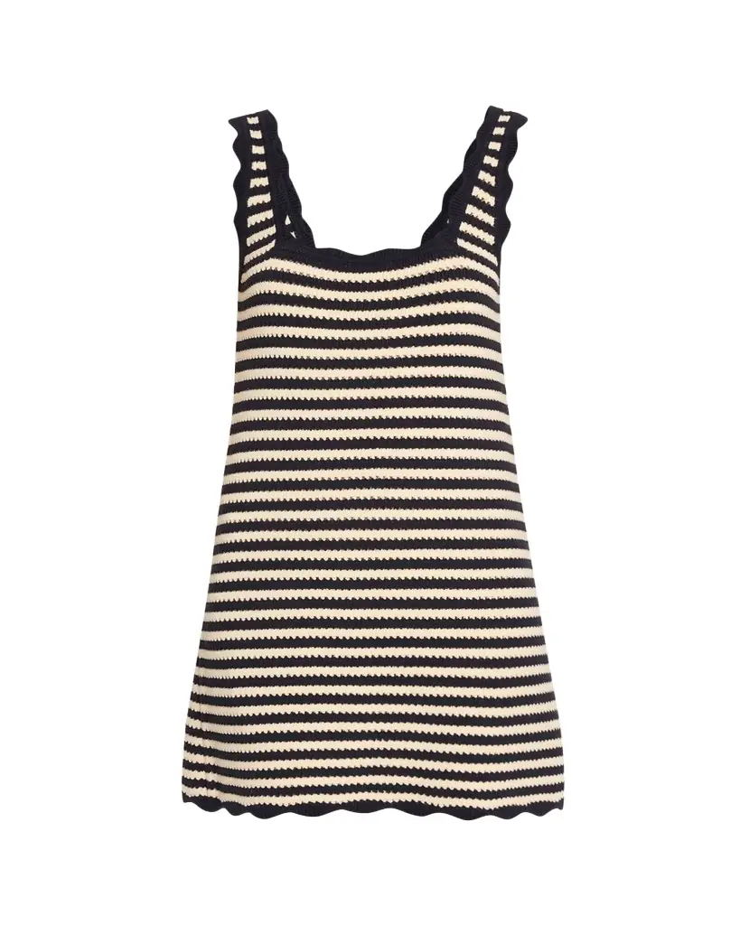 Ciao Lucia Domeka Stripe Crochet-Knit Mini Dress