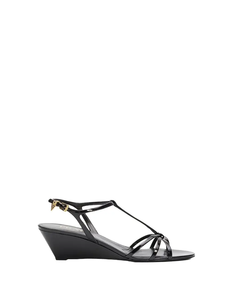 Prada 55mm Patent Leather Wedge Sandals