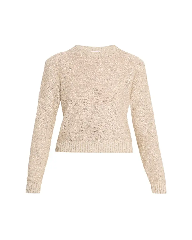 Brunello Cucinelli Paillette Linen-Cashmere Crewneck Sweater - Women's Clothing