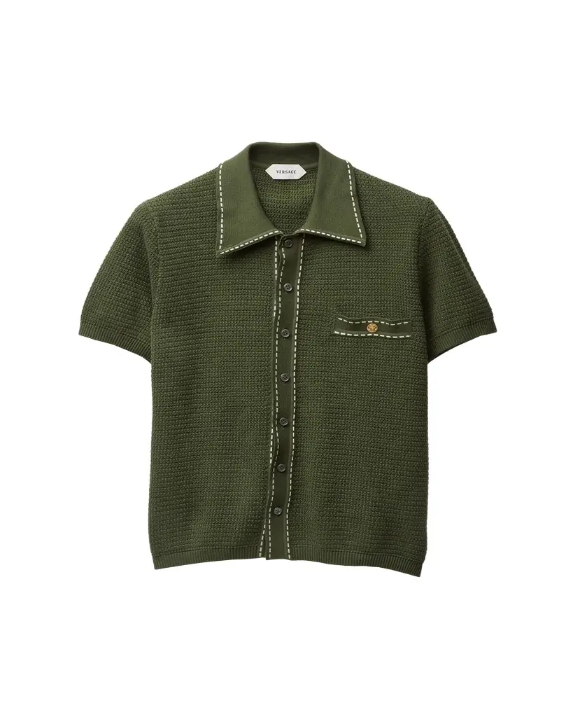 Versace Cotton Knit Button-Down Sweater