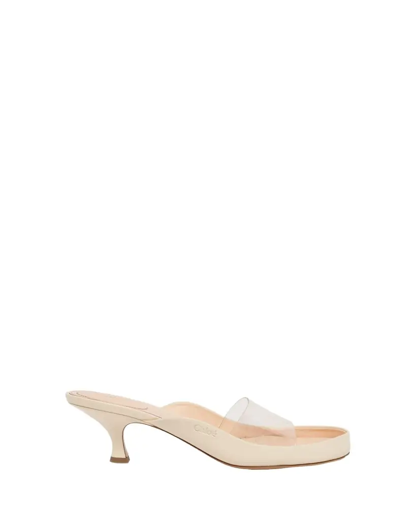 Chloe 55mm PVC Strap Leather Mule Sandals