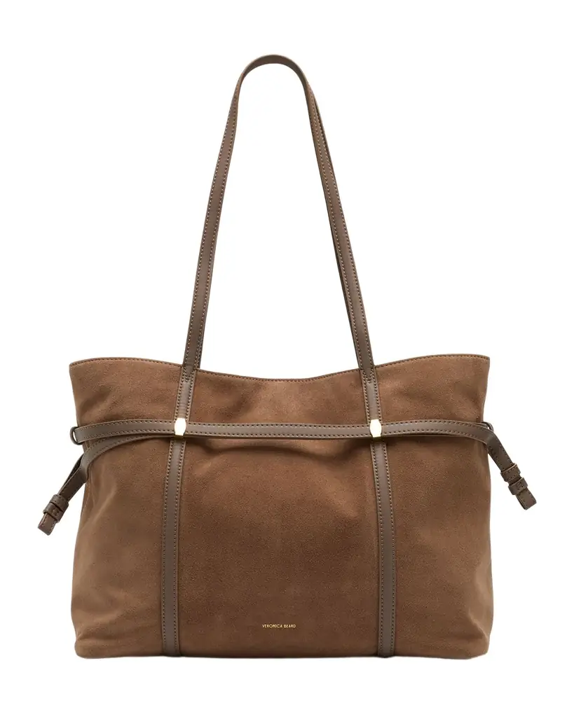 Veronica Beard Lasso Belted Suede Tote Bag