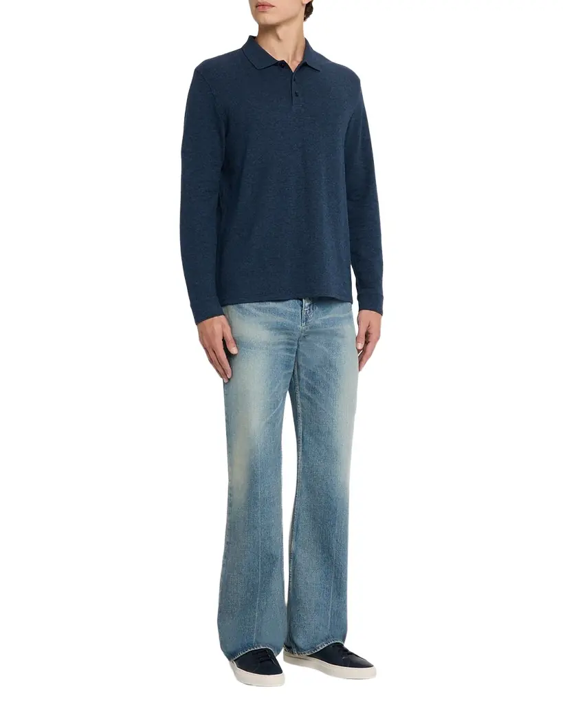 Vince Men 's Heathered Long-Sleeve Polo Shirt