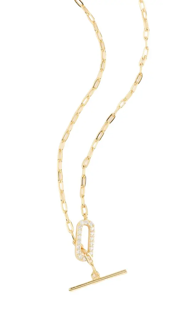 SHASHI Jade Pave Chain Necklace Gold One Size