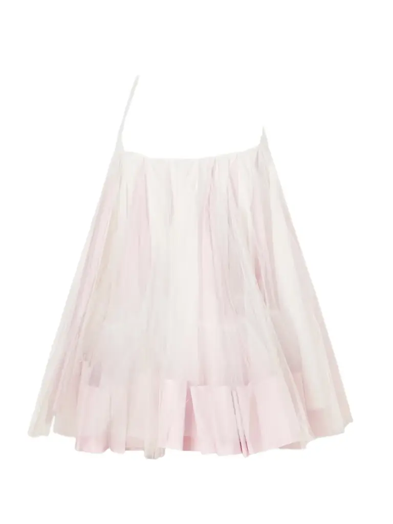 Jacquemus La Jupe Mireio Pleated Cotton-trimmed Tulle Midi Skirt