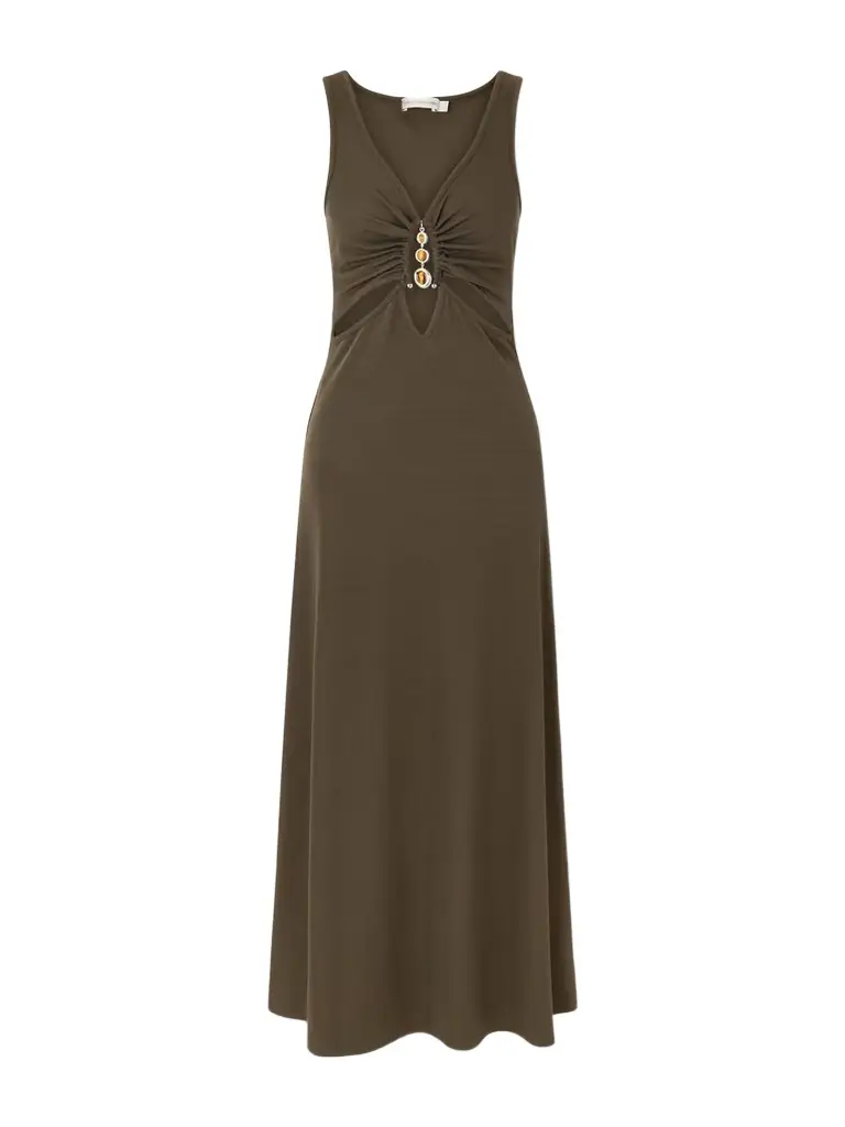 Christopher Esber Droplet Embellished Cut-out Ribbed-jersey Midi Dress