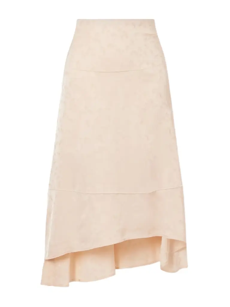 Victoria Beckham Asymmetric Floral--jacquard Satin Midi Skirt