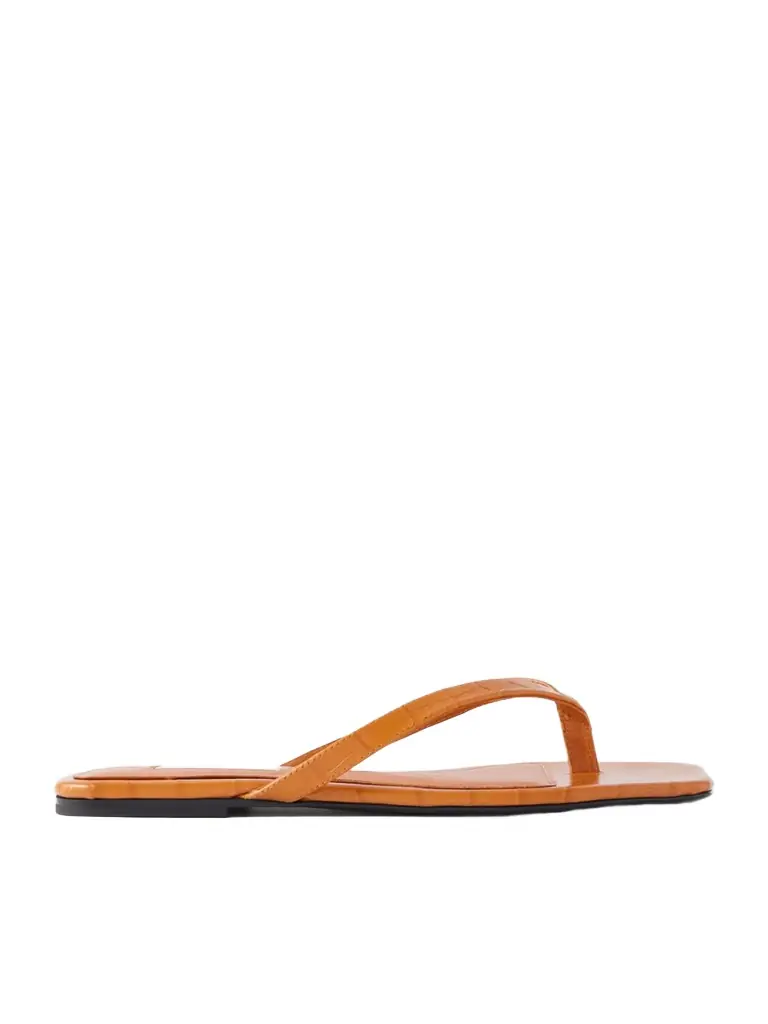 TOTEME Croc-effect Leather Flip Flops