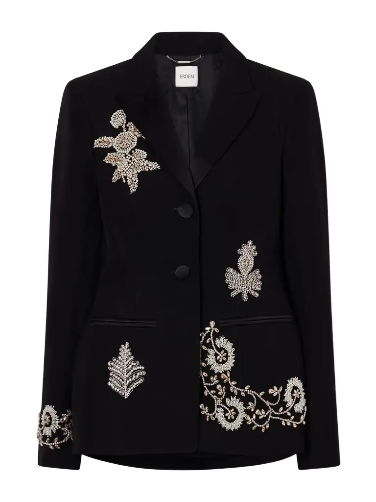 Erdem Embellished Grain De Poudre Wool Balzer