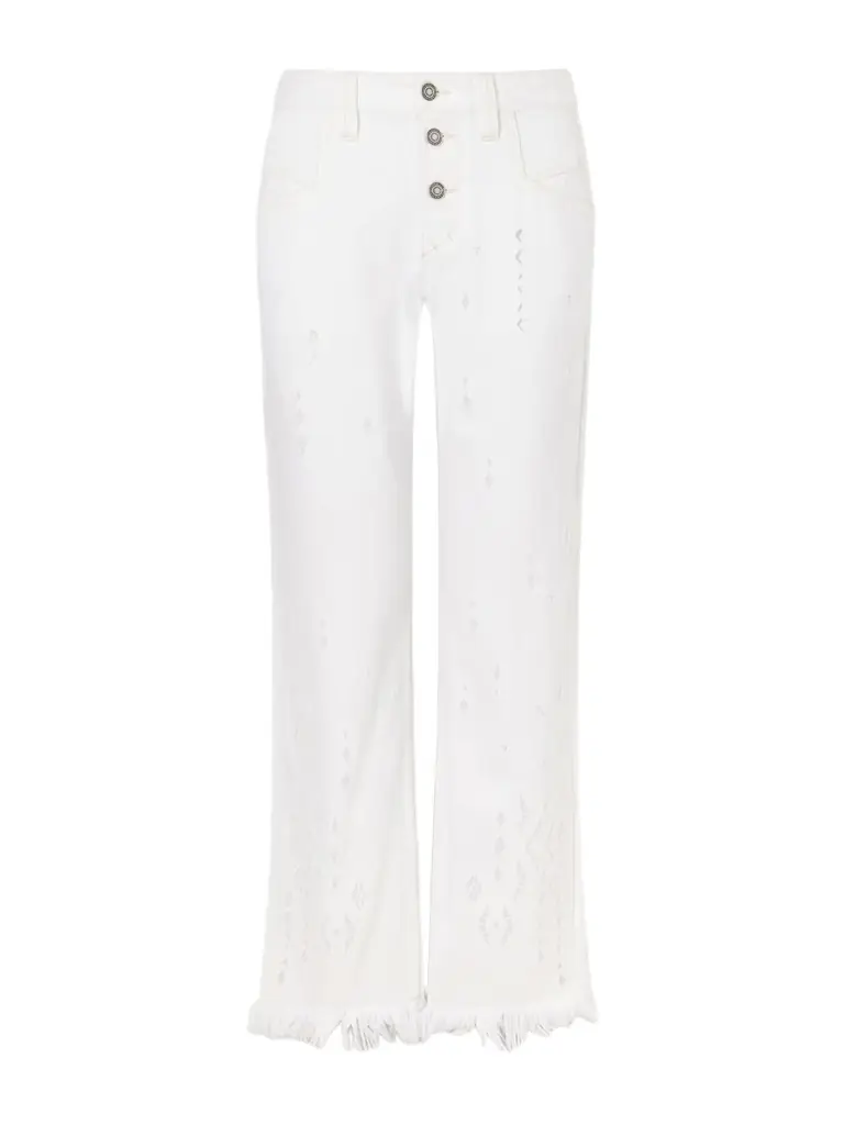 Isabel Marant Amia High-waist Fringed Embroidered Organic Straight-leg Jeans