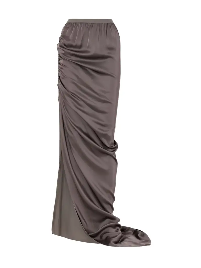 Rick Owens Edfu Gathered Satin Maxi Skirt
