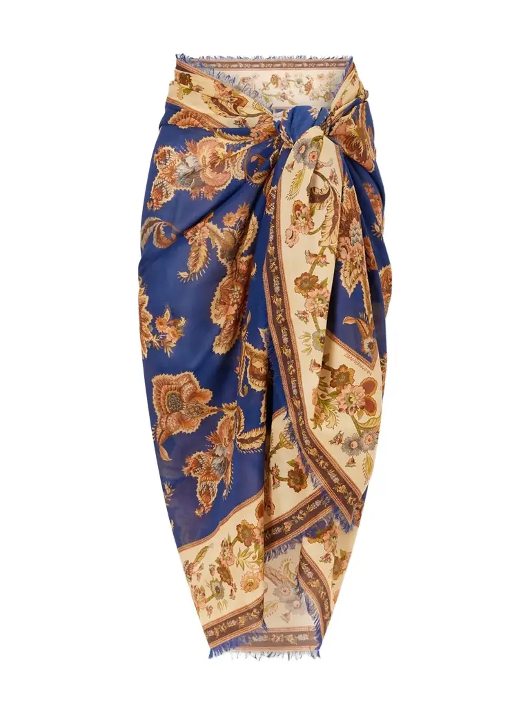 Zimmermann Frayed Printed Cotton Pareo