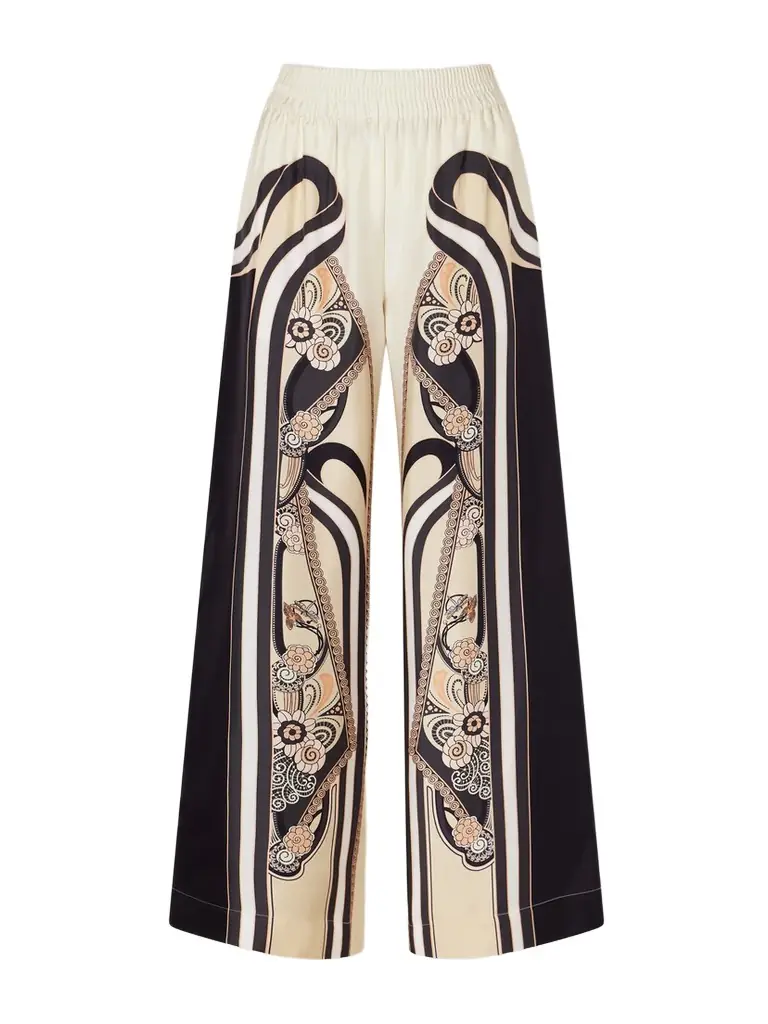 La DoubleJ Palazzo Printed Silk-twill High-waist Wide Leg Pants