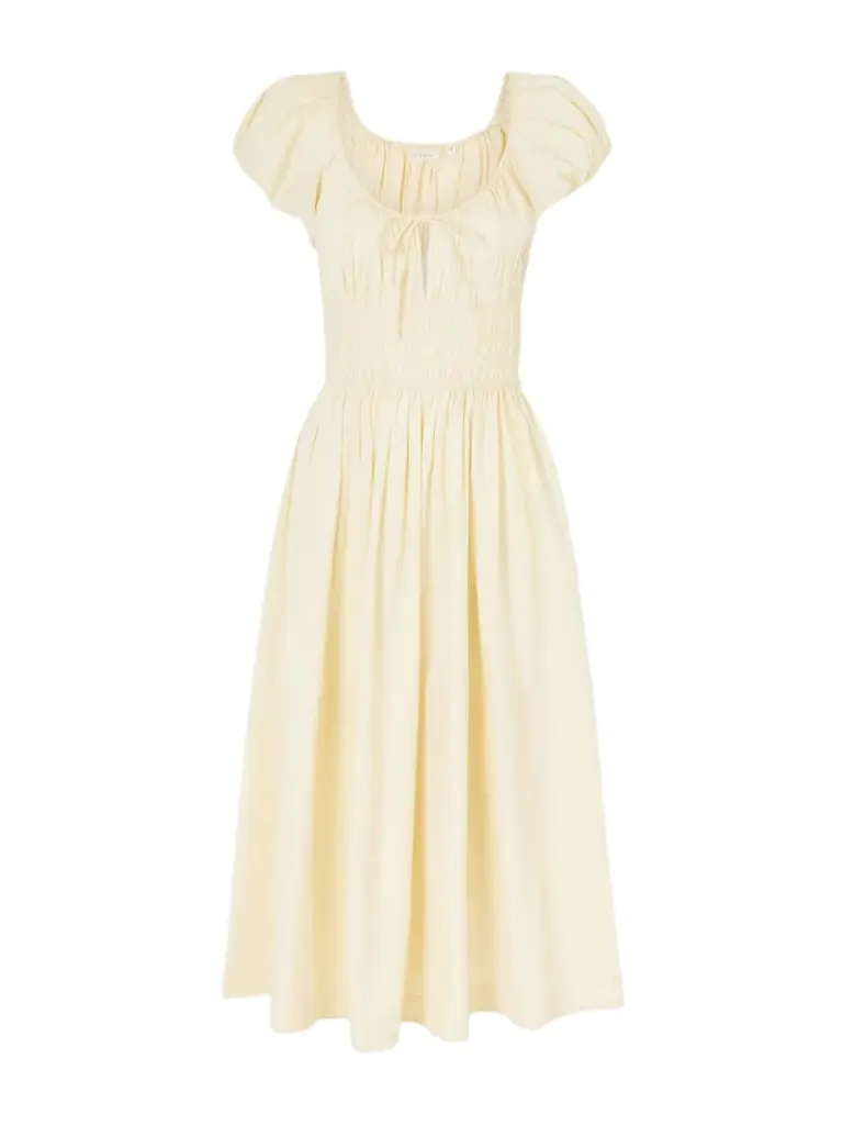 DÔEN Quinn Smocked Organic Cotton-poplin Midi Dress
