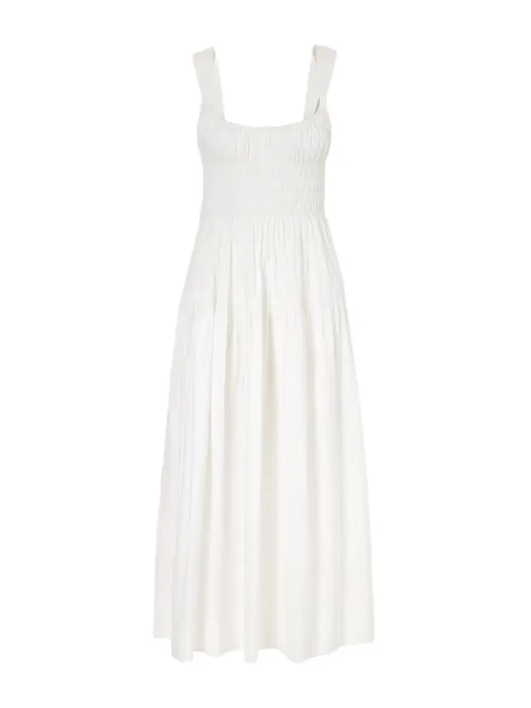 DÔEN Clover Shirred Organic Cotton-poplin Midi Dress