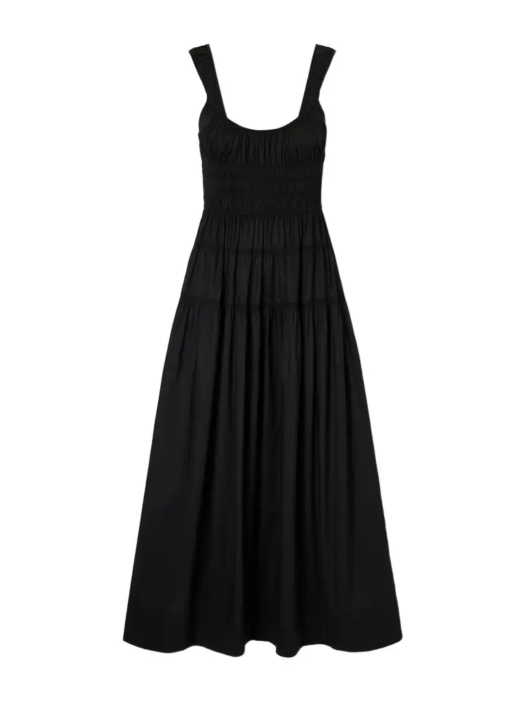 DÔEN Clover Smocked Organic Cotton-poplin Midi Dress