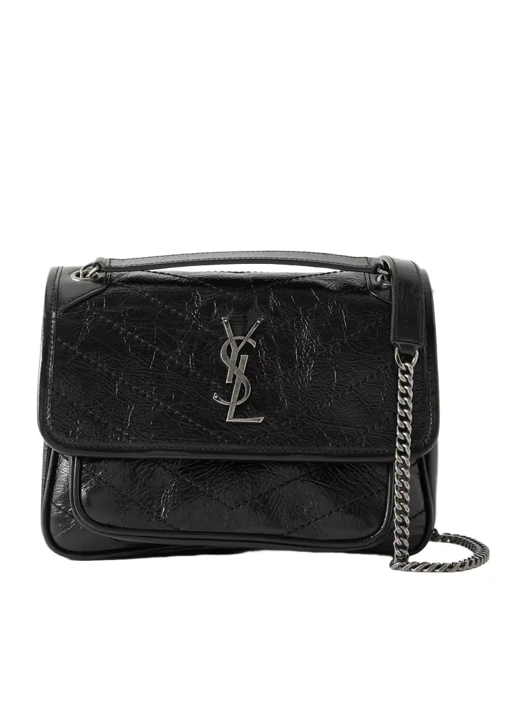 Saint Laurent Niki Baby Quilted Crinkled-leather Shoulder Bag