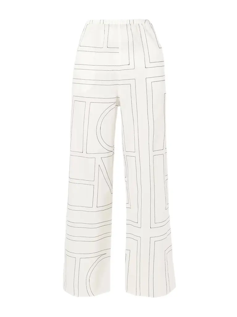 TOTEME Embroidered Organic Cotton And Lyocell-blend Wide-leg Pants