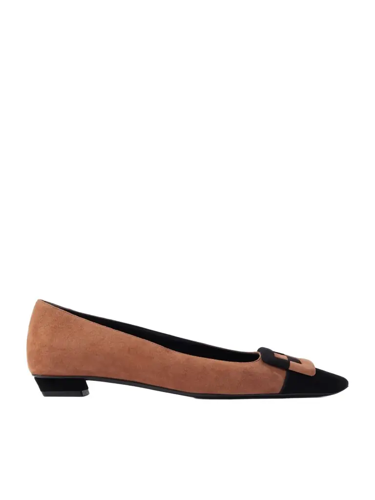 Roger Vivier Belle Vivier Buckled Two-tone Suede Ballet Flats