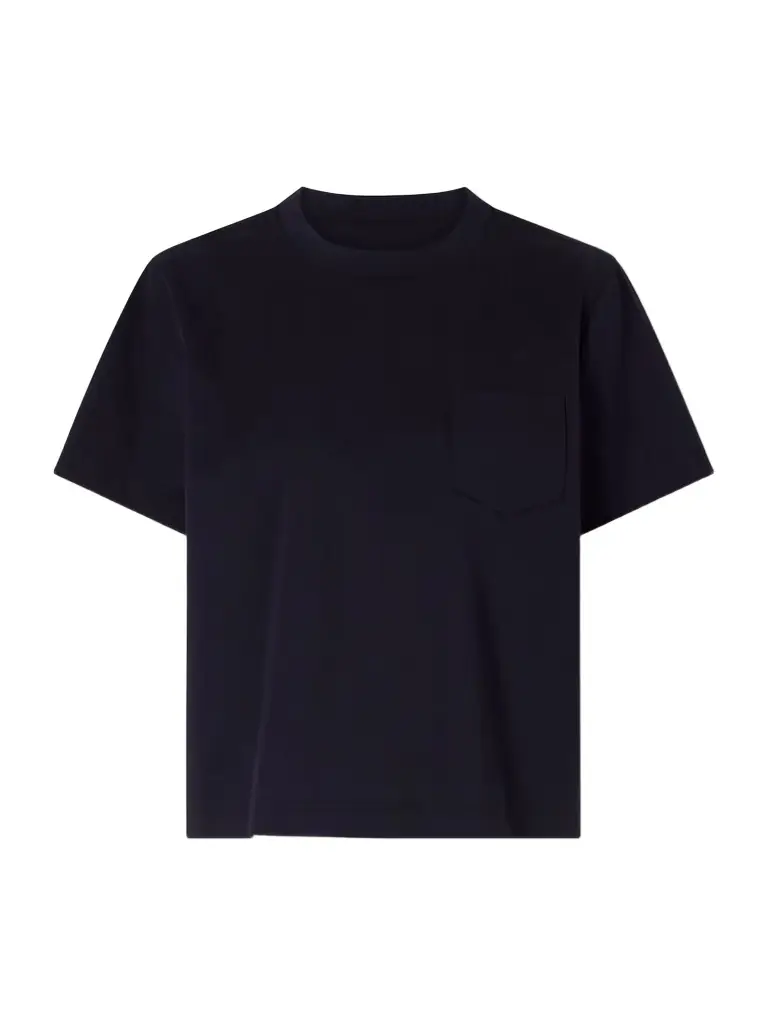 Sacai Pleated Striped Cotton-jersey And Poplin T-shirt