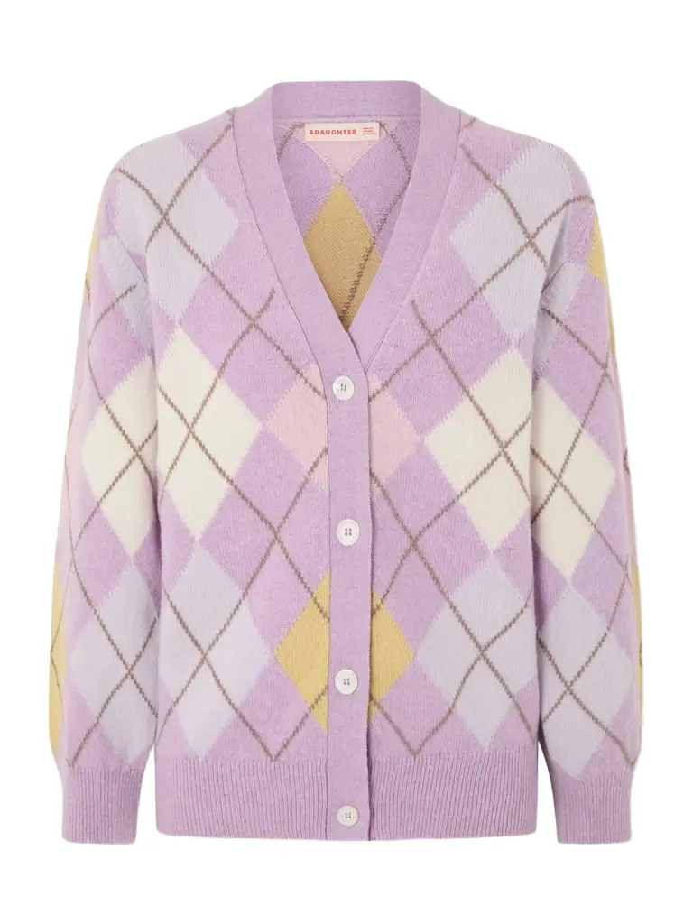 &Daughter Argyle Wool Cardigan