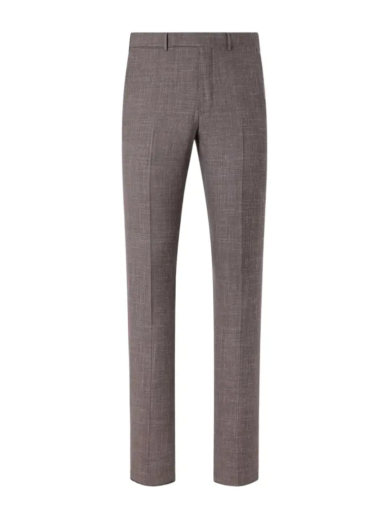 Zegna Straight-Leg Price of Wales Checked Wool, Silk and Linen-Blend Suit Trousers - Men