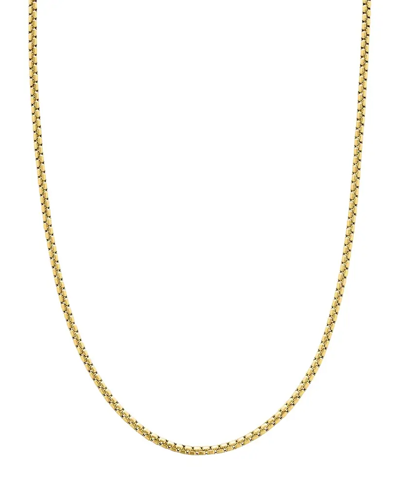 David Yurman Men 's Box Chain Necklace in Brushed 18K Gold, 2.7mm