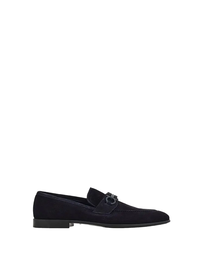 Ferragamo Men's Foster Textured Suede Gancini Bit Loafers