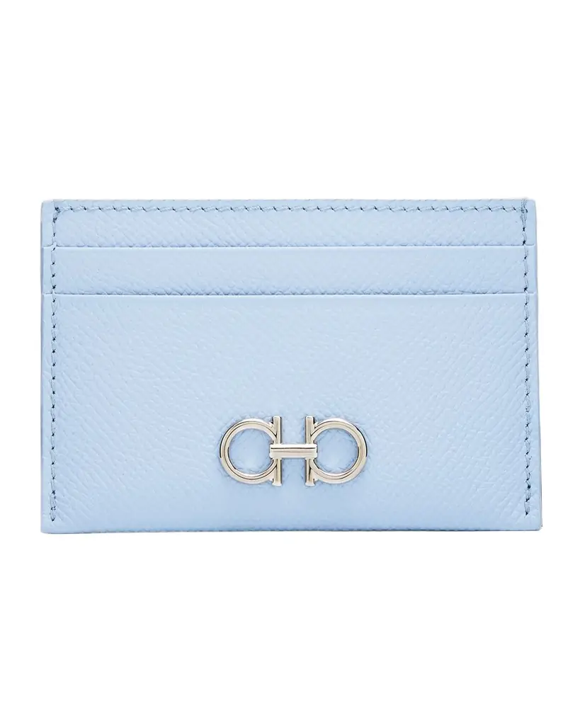 Ferragamo Gancini Hammered Leather Card Holder