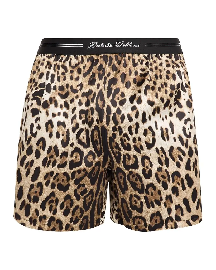 Dolce & Gabbana en 's Leopard-Print Silk Boxer Trunks