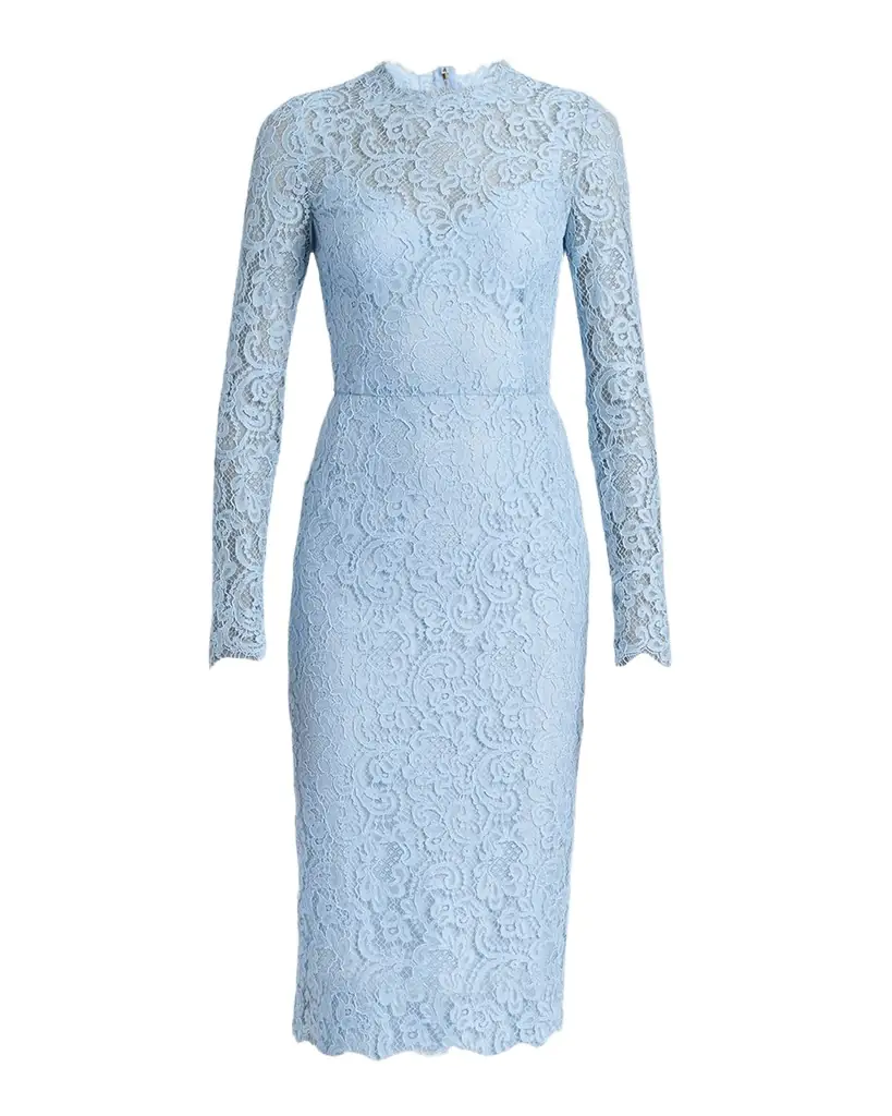 Dolce & Gabbana Guipure Lace Long-Sleeve Midi Dress