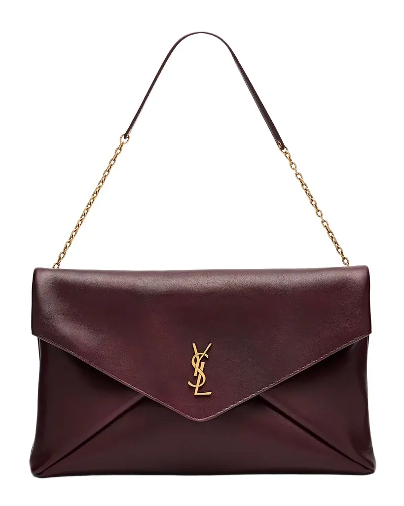 Saint Laurent Cassandre YSL Envelope Flap Shoulder Bag in Leather
