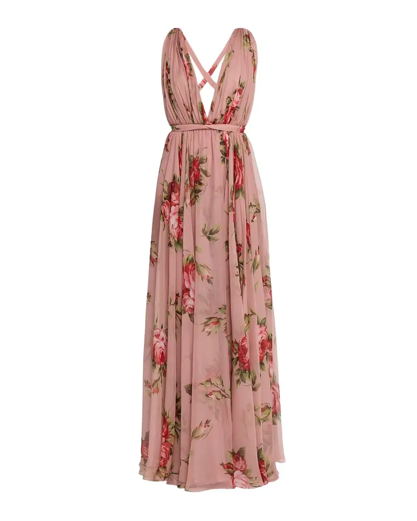 Dolce & Gabbana Rose Bouquet-Print Chiffon Dress