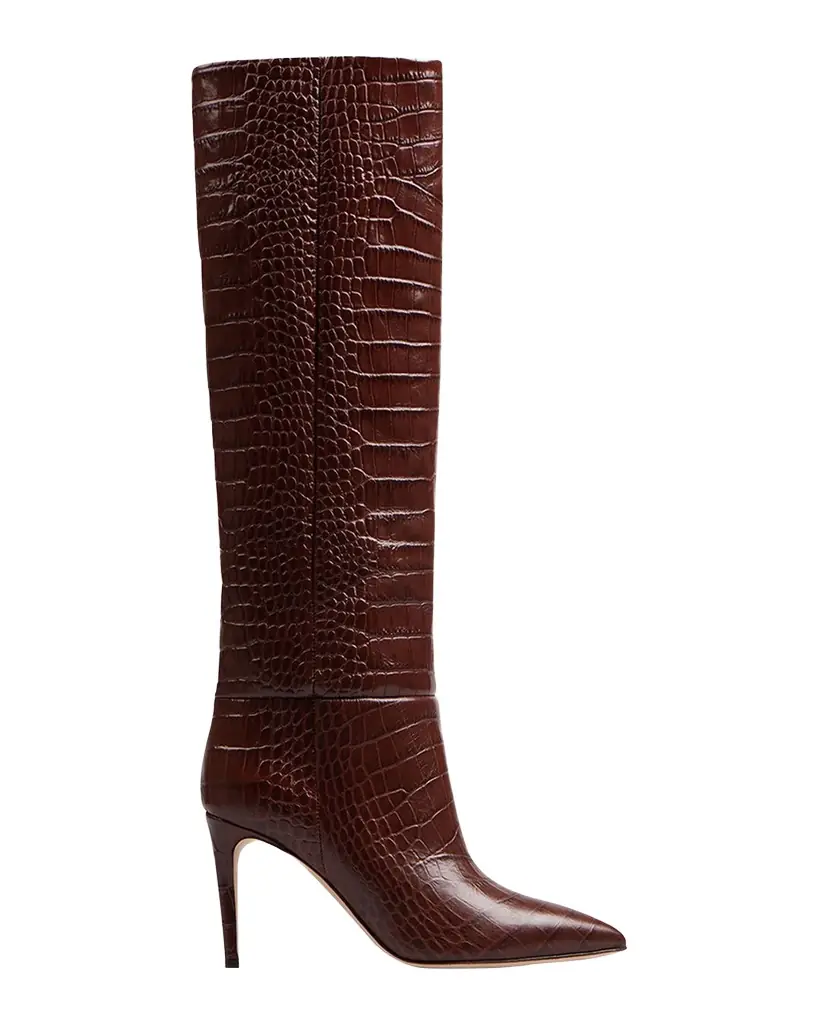 Paris Texas 85mm Mock-Croc Stiletto Knee Boots