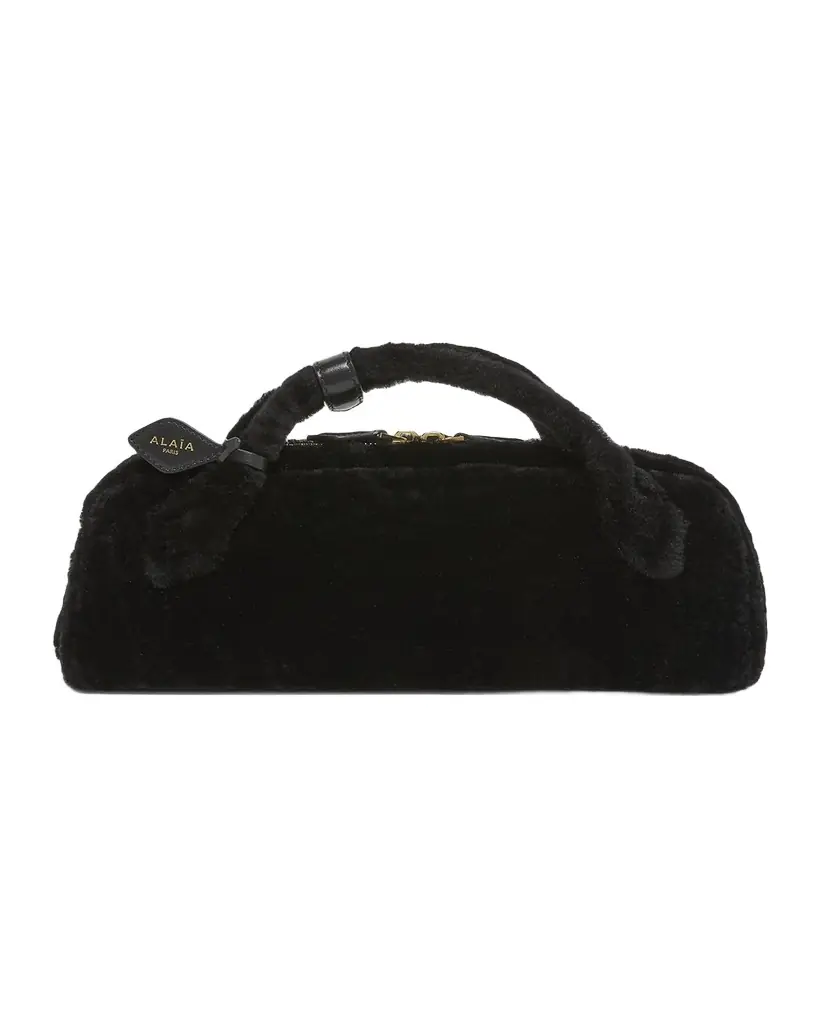 ALAIA Le Teckel Shearling Clutch