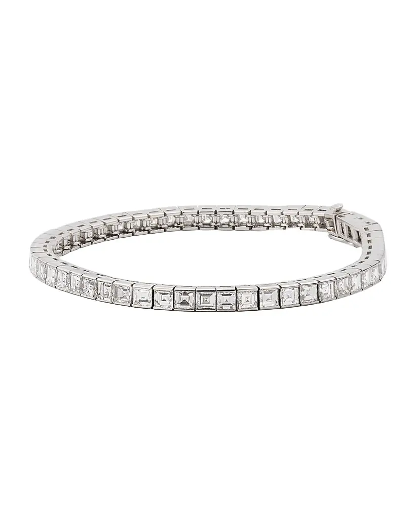 NM Estate Estate Durland Platinum Square Diamond Channel Set Bracelet