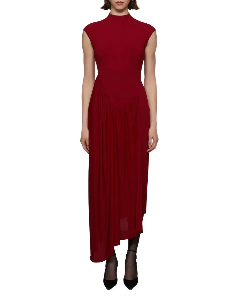 Et Ochs Francis Draped Compact Knit Midi Dress