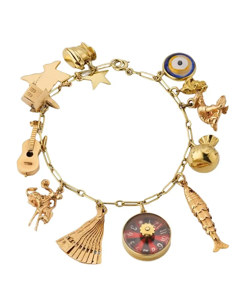 NM Estate Estate 14K Yellow Gold Texas Charm Bracelet