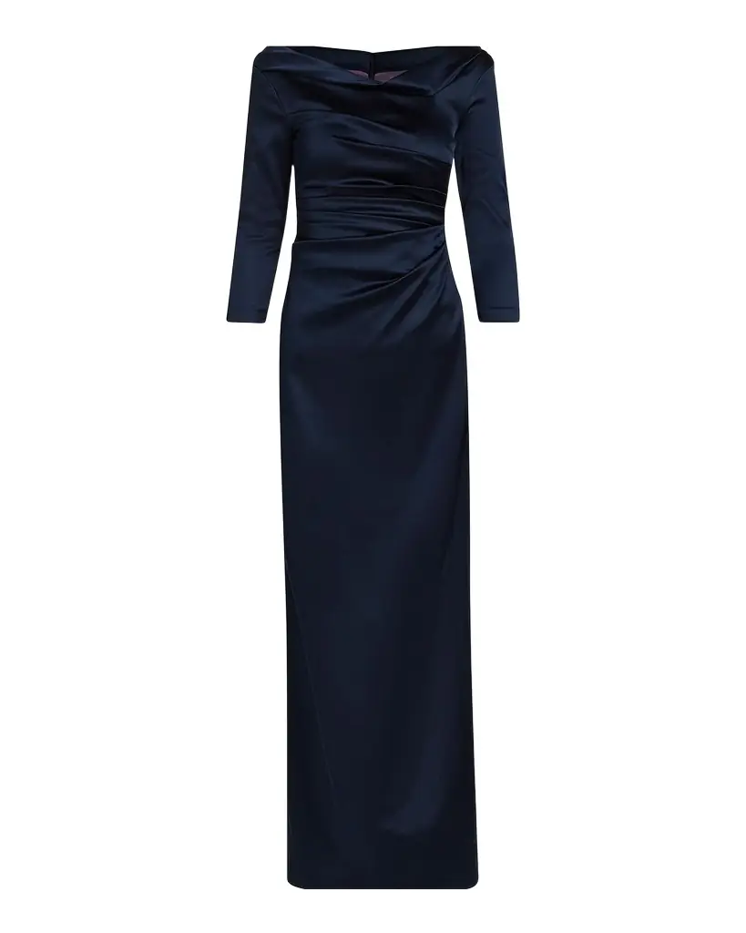 Talbot Runhof Gathered Satin Gown